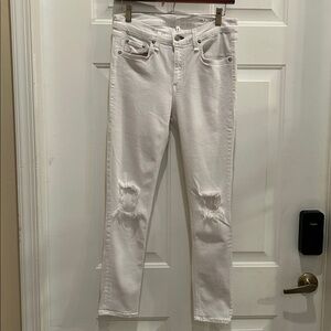 RAG & BONE Capri white distressed low rise ankle jeans size 30